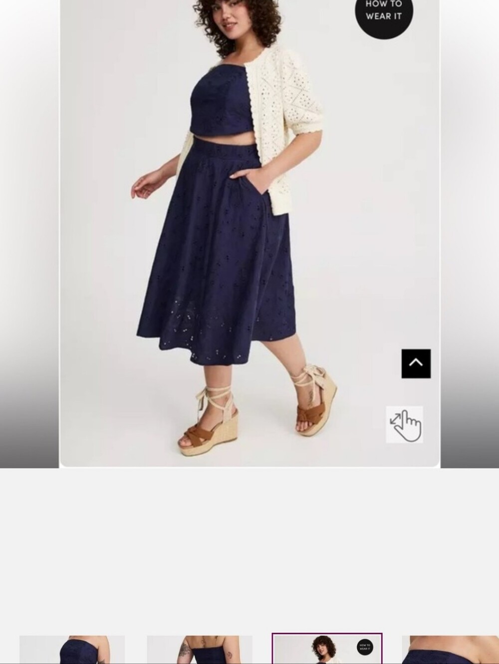 Torrid Navy Eyelet Midi Skirt Set - Women